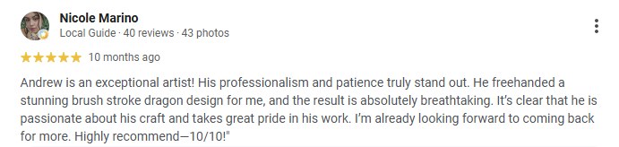 Five-star Google review